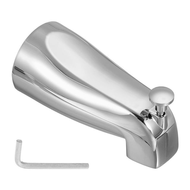 Uxcell 1Pack Salida de Bañera con Diverter, Grifo de Bañera de Aleación de Zinc con Diverter de Tirar para Tubo de Agua de 1/2 Pulgada para Baño Cocina, Plata