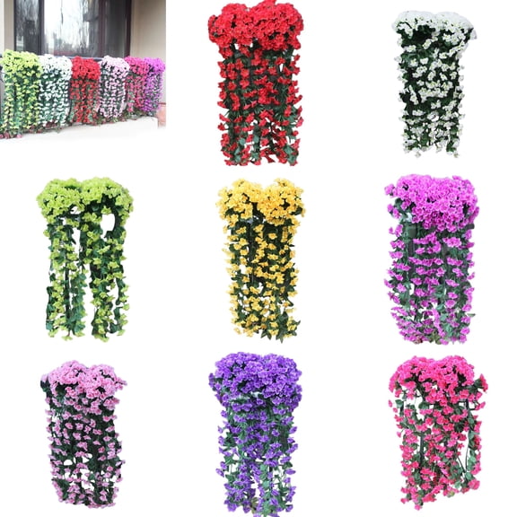 LSLXA Artificial Hanging Flowers for Outdoors Realistic Silk Fake Floral Realistic Faux Plants Decorations for Hanging Baskets, Planters-Porch, Patio, Yard Decor