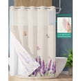 thumbnail image 2 of No Hook Shower Curtain with Snap in Liner, Spring Watercolor Purple Lavender with Butterfly Beige Hotel Shower Curtains for Bathroom, Washable Shower Curtain Liner Set with Mesh Top Window, 60"x72", 2 of 6