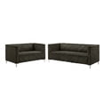 thumbnail image 2 of Home Design Gavin 2-Piece Velvet Living Room Set with Loveseat and Sofa, Square Arm Design, Channel Tufted Upholstery, Brown, 2 of 6