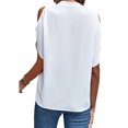 thumbnail image 2 of Frontwalk Women Blouse Off Shoulder Tops Short Sleeve Shirts Ladies Elegant Tunic Shirt V Neck White XL, 2 of 3