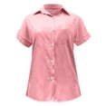 thumbnail image 4 of Mashaouyo Clearance T Shirts For Women Women's Casual Loose Summer Short Sleeve Solid Color Button Down Shirt T Shirt, 4 of 5