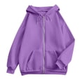 thumbnail image 6 of Zip Up Hoodie Women Long Sleeve Full Zipper Oversized Sweatshirt Comfy Travel Track Jacket Fall Clothes with Pockets,L, 6 of 8