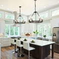 thumbnail image 2 of Magic Home 6-Light Wagon Wheel Chandelier,Modern Farmhouse Large Round Chandelier,Round Kitchen Island Light,Black frame + black lamp head, 2 of 9