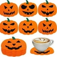 thumbnail image 2 of Placemats Pumpkin mat, Halloween drink mat, orange anti-slip hot mat, Halloween party decoration, 2 of 6