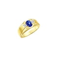 thumbnail image 3 of RYLOS Men's Rings Yellow Gold Plated Silver Classic 7X5MM Oval Gemstone &  Diamond Ring Blue Star Sapphire Birthstone Rings For Men, Silver Rings, Size 8, 3 of 7