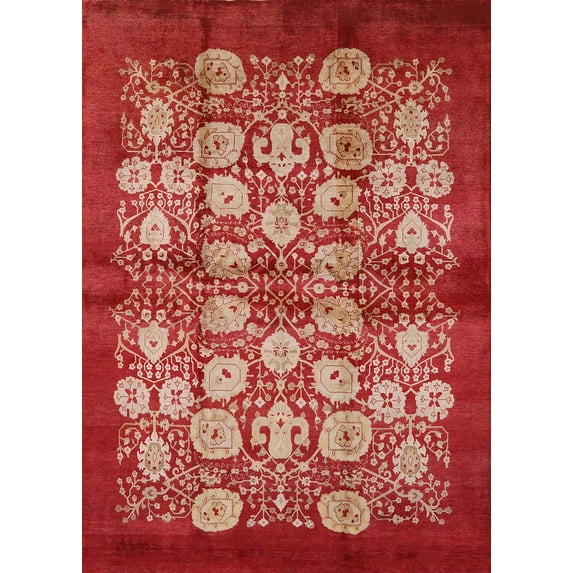 Ahgly Company Indoor Rectangle Mid-Century Modern Red Oriental Area Rugs, 8' x 12'