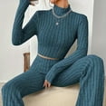 thumbnail image 7 of WRKEKC 2 Piece Sets for Women Casual Outfits for Women Trendy Knit Long Sleeve Turtleneck Top and Loose Wide Leg Pants Set for Fall Wear, 7 of 7