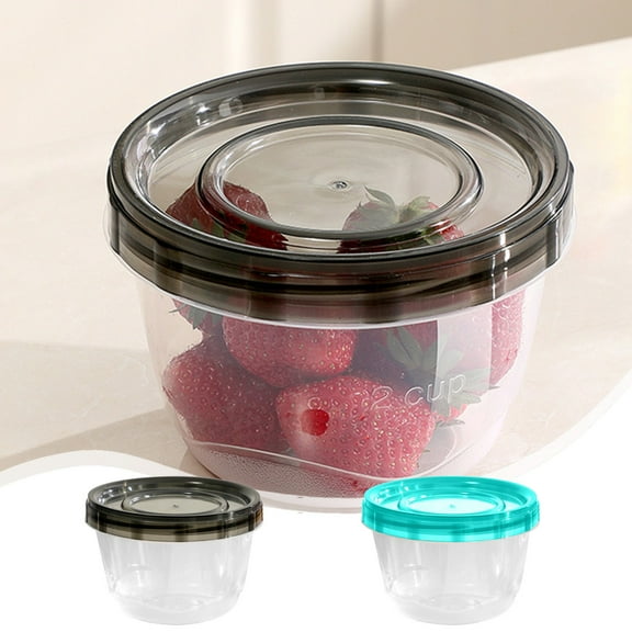 Food Storage Container 473ml Round Plastic with Lid | Leakproof Airtight Soup Box | Stackable Space-Saving Fridge Organizer | Microwave Safe | Reusable Meal Prep | 1 Pack | Black Blue