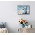 thumbnail image 3 of CDDposter Blue Beach Ocean Flower Canva Wall Art Coastal Seascape Floral Vase Poster Picture Starfish Conch Theme Painting Rustic Shell Print for Bedroom Bathroom Living Room Office Wall Decor Framed, 3 of 7