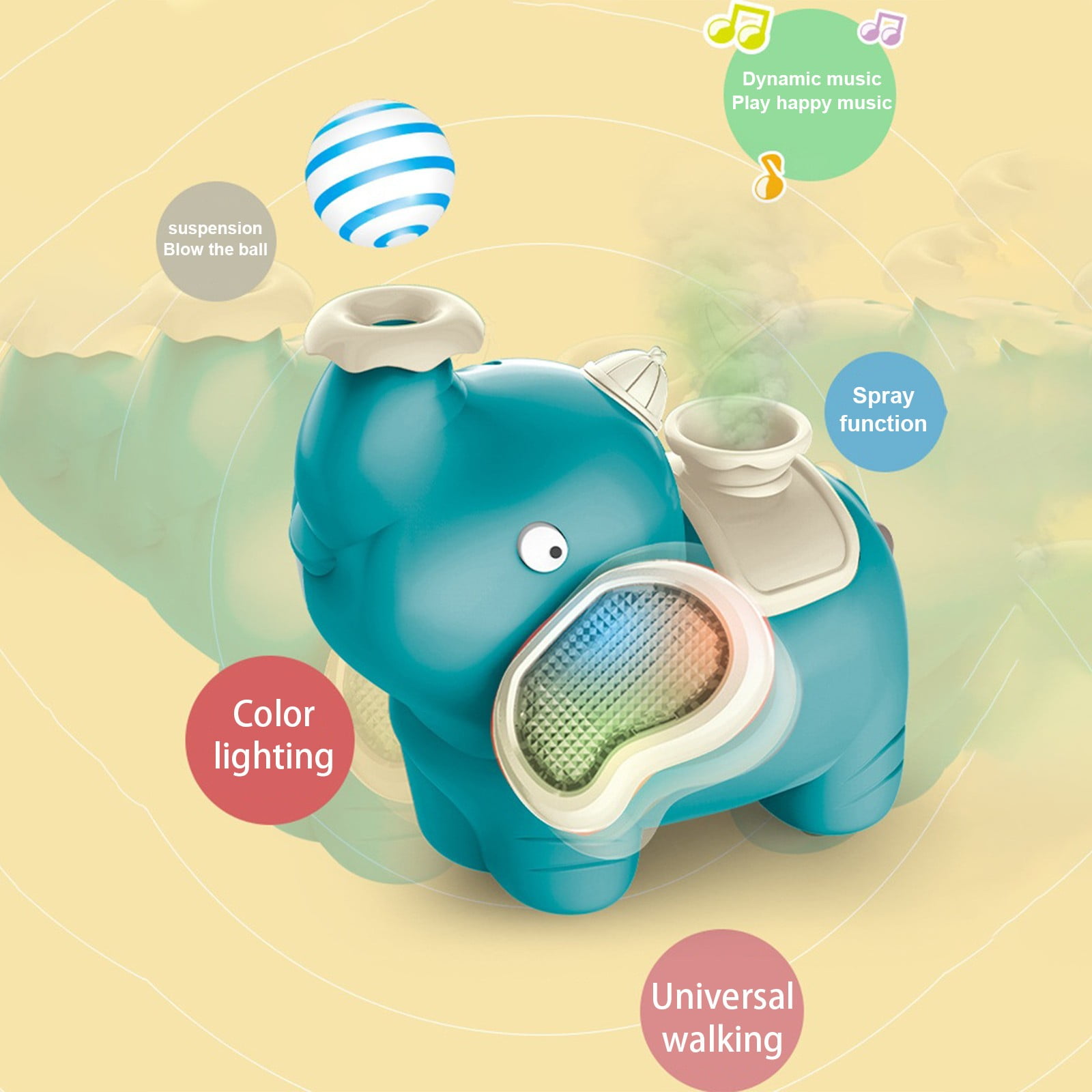 Useefun Mini Fan Floating Ball Elephant Bladeless Fan Toy Mini