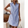 thumbnail image 5 of Multicolor Blue And White Striped Sleeveless Shirt Dress, 5 of 6