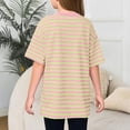 thumbnail image 3 of Dwellite Girls Striped Short Sleeve T Shirts for Kids Summer Oversized Tops Casual Crewneck Tees 2-13 Years Light pink 160, 3 of 3