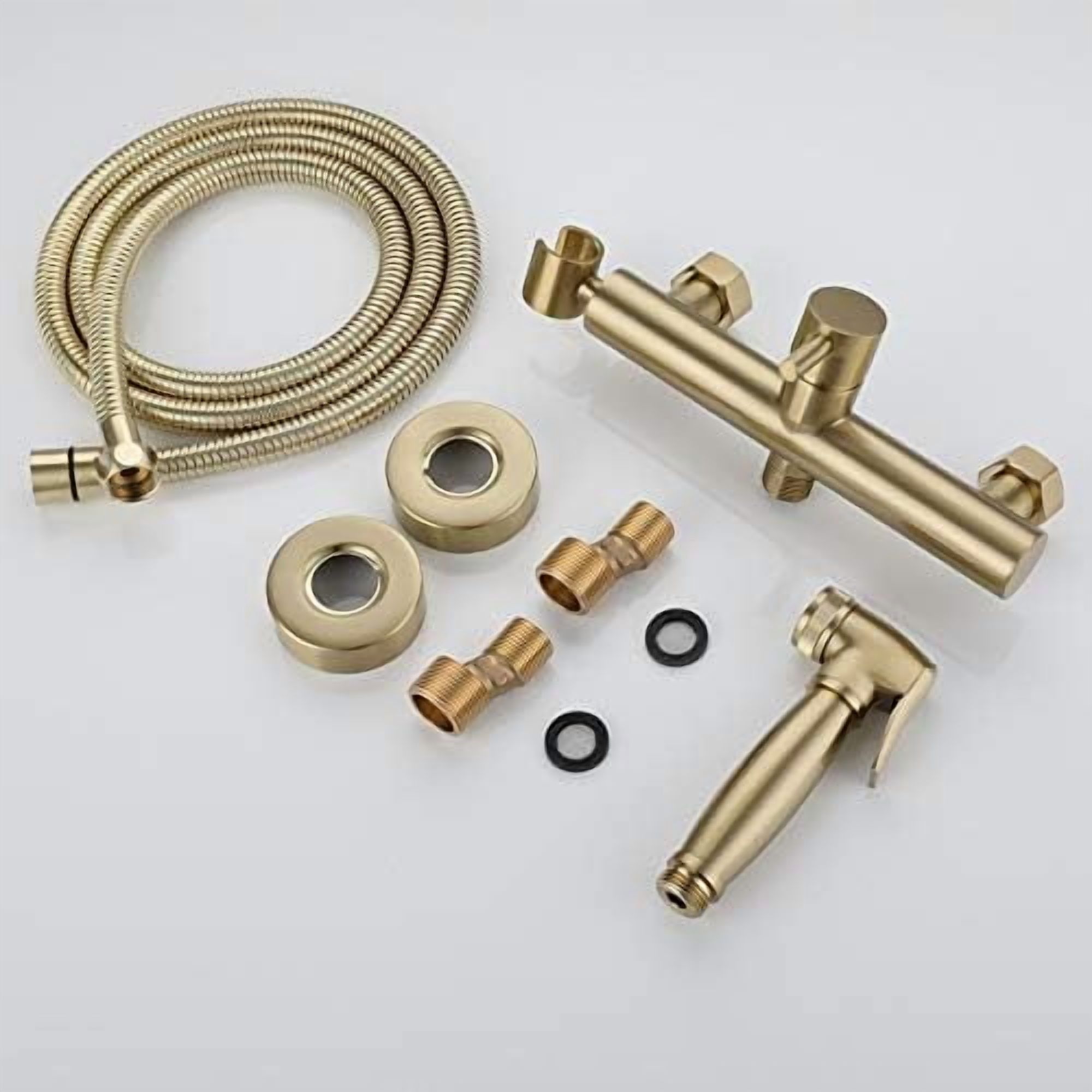 Bidet Faucet Shattaf, Brushed Solid Brass Toilet Bidet Sprayer Set, Hot and Cold Hygienic Bidet Tap,15cm Hole Distance