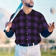 thumbnail image 5 of KLL Purple Black Plaid for Men's Baseball Shirts,Short Sleeve Casual Shirts Button Down Shirt for Men Beach Summer Wedding Shirt-4X-Large, 5 of 7