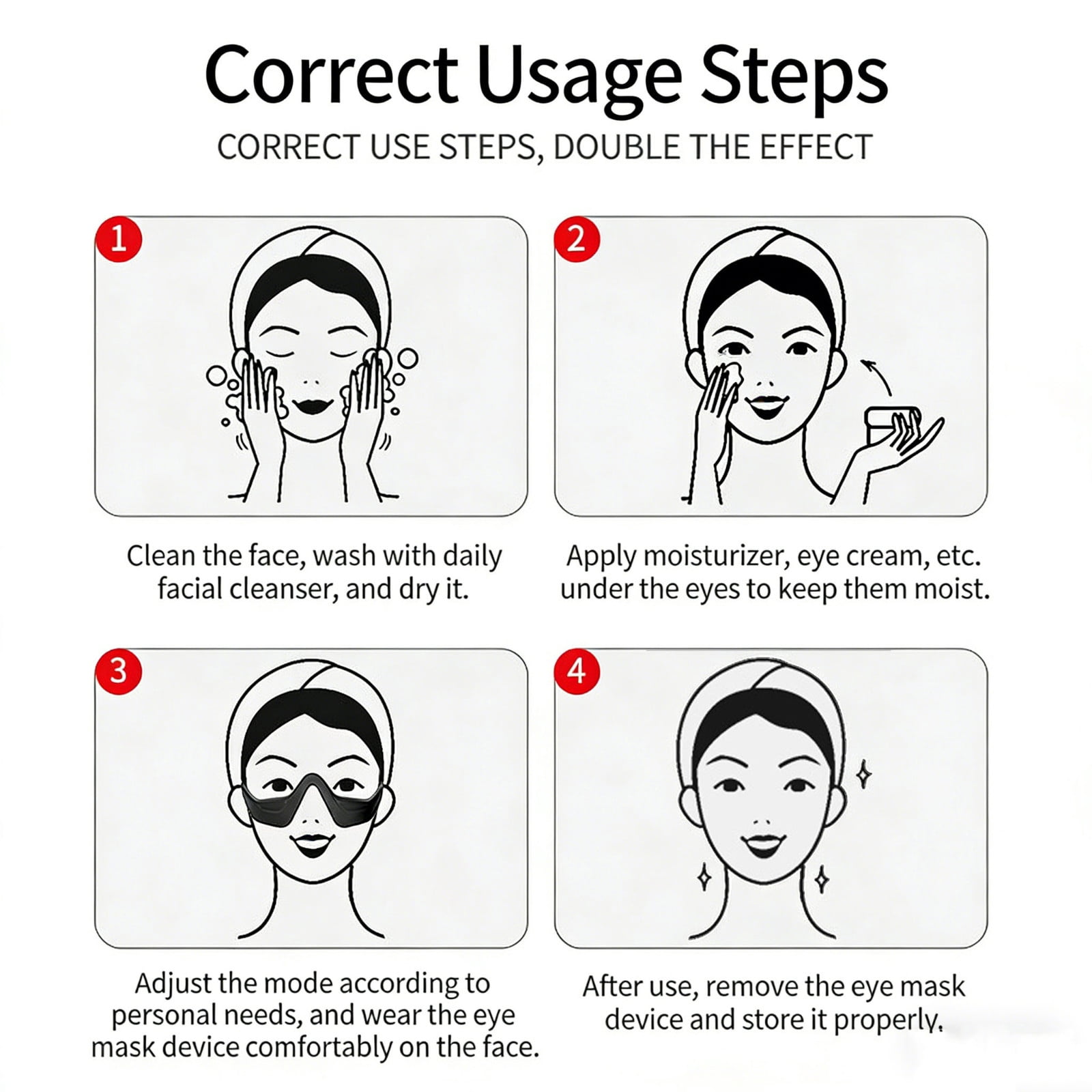 Lunxisen 2 Pcs Eye Red Light Therapy Glasses Microcurrent Massager For Eye Bags Dark Circles Wrinkles Relaxation At Home Spa Treatment
