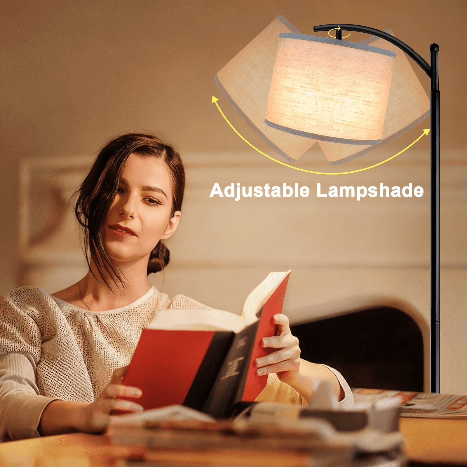 FOUKUS Arc Floor Lamp for Living Room: 16 Color LED Modern Tall Black Standing Lamp with Remote, Adjustable Reading Light for Bedroom Home Office Corner Decor