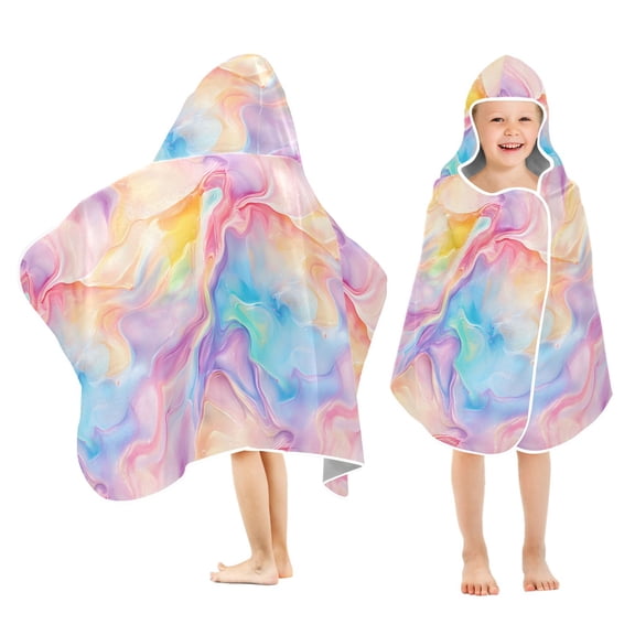 joogoo Colorful Liquid Tie Dye Kids Hooded Beach Towel Baby Bath Towel 23.5"x50"