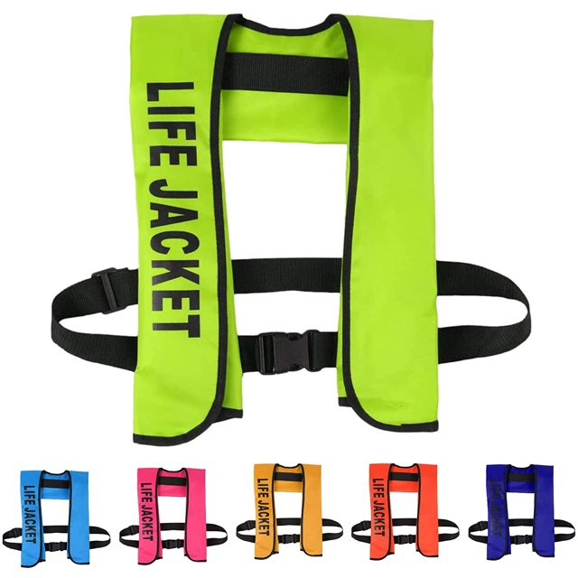 Life Jacket, Automatic Inflatable Life Jacket Vest, Adult Life Vest Water Sports Fishing Kayak Boating Jacket Life Jacket, Automatic and Manual Fast Inflation in 3-5 Seconds, CE Approved,Manual,Green