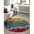 thumbnail image 5 of Unique Loom Estrella Collection Area Rug - Madrid (8' Round Multi/Cream), 5 of 7