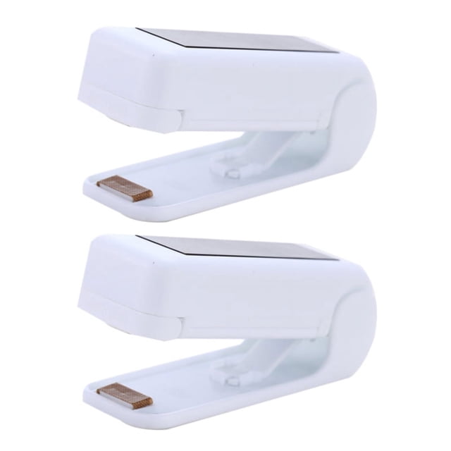 2X Sellador de bolsas de plástico para almacenamiento de paquetes Mini máquina selladora Prácticas pegatinas y sellos para alimentos Snack Cocina Blanco