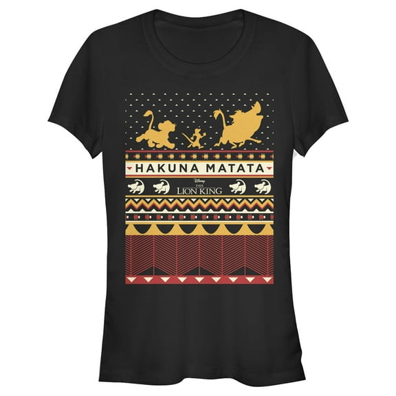 Junior's Lion King Ugly Christmas Hakuna Matata  Graphic Tee Black Small