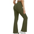 thumbnail image 4 of GEWSEY Flare Leggings for Women Tummy Control Flare Yoga Pants with Pockets for Women Bell Bottom Leggings Green, XXL, 4 of 8