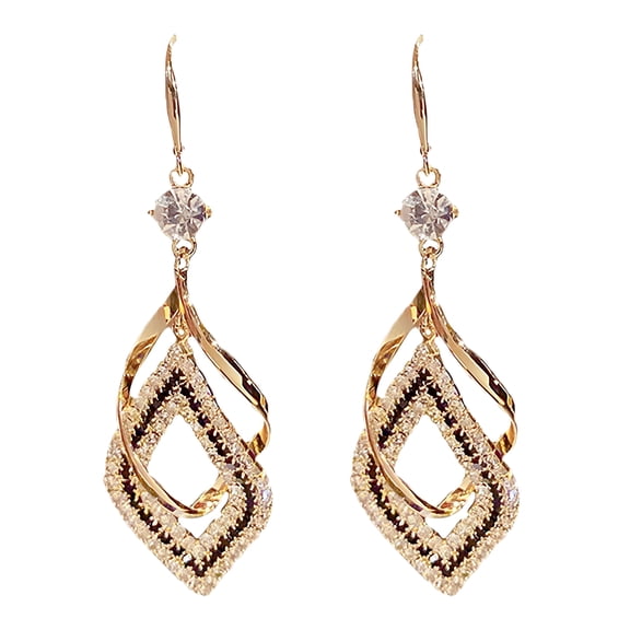 DESIGNICE Dangle Earrings for Women,Gold-Plated Drop Earrings,Interlocking Rhombus Dangle Earrings,Gold Drop Earrings for Women