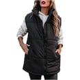 thumbnail image 3 of DYTTDG Women's Winter Solid Color Cotton Sleeveless Casual Jacket Cardigan Coat Zipper Top Hoodless Casual Coat Jacket with Pockets on Clearance, 3 of 5