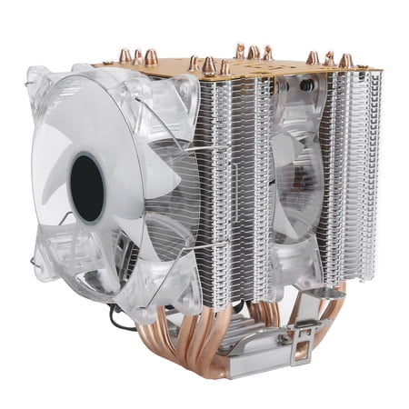 LANSHUO CPU Cooler Computer Supplies 4Pin for Intel LGA 775 1155 1156 1366 and AMD AM2 AM2+ AM3 Systems Dual Fan Heatsink Brass Aluminum Alloy ABS Hydraulic Bearing 1800 RPM Quiet 22 dBA Cooling PC