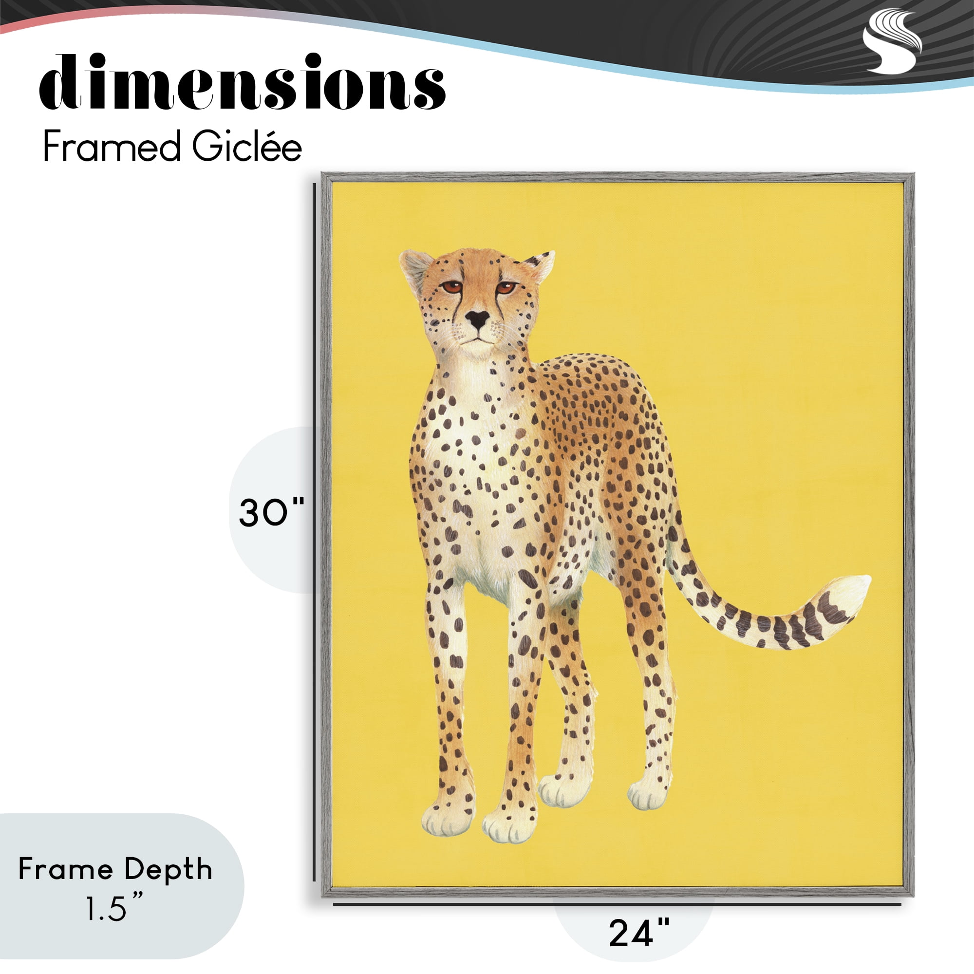 Stupell Industries Exotic Cheetah over Yellow Gray Framed Giclee Art, design by Karolina Sato