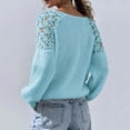 thumbnail image 3 of Gytharion Women's Lace Sleeve Sweaters Loose Solid Color Crew Neck Long Sleeve Patchwork Pullover Tops with Ribbed Cuffs Fashion Jumper Tops, 3 of 5