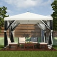 thumbnail image 5 of Ainfox 10x10 ft Patio Gazebo Outdoor with Solar LED Lights and Mosquito Netting Curtains ,Beige, 5 of 8