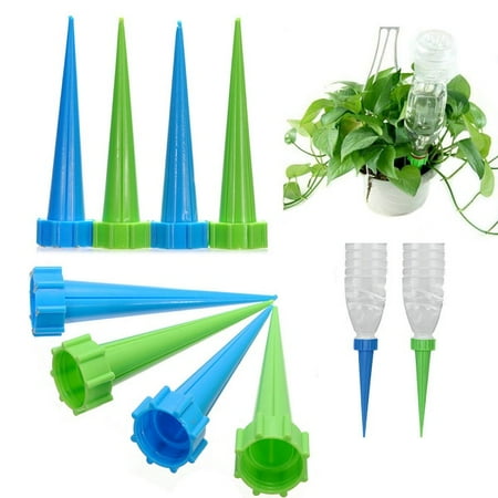 Patio Pot Watering System Meigar 4/8Pcs Automatic Garden Cone Watering Spike Water Control Drip Cone Spike Flower Plant Waterers Bottle Irrigation System Care Your Flowers ()