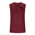 thumbnail image 2 of Men’s Sleeveless Muscle Tank Top Palm Tree Graphic Crewneck Solid Summer Beach Vacation Hawaiian Sleeveless Tee Shirts, 2 of 3