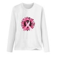 thumbnail image 3 of Kilaqueen Women Cancer Warrior Shirt Pink Ribbon Sunflower Print T-Shirt Inspire Breast Cancer Awareness Tee Tops Fall Crewneck Long Sleeve Pullover Tops, 3 of 3