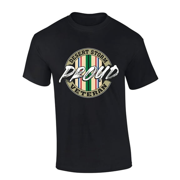 Trenz Shirt Company Proud Desert Storm Center Circle Short Sleeve T-shirt Graphic Tee-Black-Small