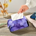 thumbnail image 5 of Beauty Dark Purple Flowers Tissue Box Cover Leather Square Rectangle Tissue Box Holder for Bathroom Living Room Desk Office Decor, 5 of 7
