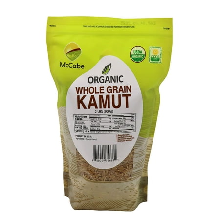 McCabe Organic Kamut - Kamut Grain Khorasan Wheat Berries | USDA and CCOF Certified | 2 lbs |  Ancient Khorasan Wheat Grain -  Non-GMO, Sproutable, Kosher, Raw, Vegan