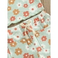 thumbnail image 6 of Bagilaanoe Toddler Little Girl Ribbed Floral Clothes Crop Top Sleeveless T-Shirt Tops Long Pants 1T 2T 3T 4T 5T 6T Cute Summer Clothing Sets, 6 of 7