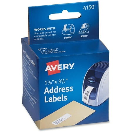 Avery Thermal Printer Address Labels, 1 1/8 x 3 1/2, White, 130/Roll, 2 Rolls - Walmart.com
