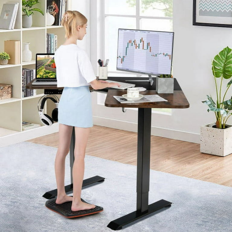 FEZIBO Standing Desk Anti Fatigue Mat Wooden Wobble Balance Board Stability  Rocker with Ergonomic Design Comfort Floor Mat (Medium, Altostratus Gray)  Medium Altostratus Gray