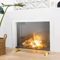 thumbnail image 5 of Barton Premium Tempered Glass Fireplace Screen, 39" x 29" Glass, Clear Glass, Gold Base, Freestanding Cover, Decorative Spark Guard Gate, 5 of 5