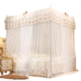 thumbnail image 1 of Rdeghly Luxury Princess Four Corner Post Bed Canopy Mosquito Netting, White, Three Side Openings, 1 Count, 1 of 8