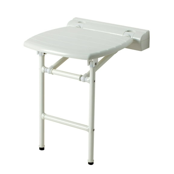 Folding Shower Seat with Legs - Bathroom Seat - Stainless Steel - Space Saving Design - HomeStock