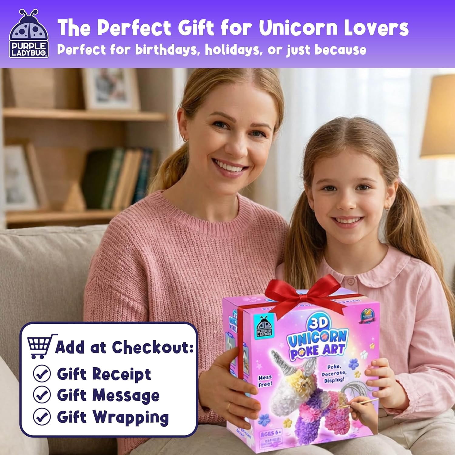 YANTONG Unicorn Poke Art Kit - 3D DIY Foam Figurine Craft Set, Mess-Free Floral Decorating Toy, Creative Art Activity for Kids Ages 4-10 - Giftable Craft Kit for Girls