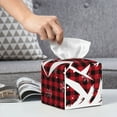 thumbnail image 3 of Honeii 's Christmas Buffalo Plaid for Leather Square Tissue Box Cover Holder: A Stylish Organizer for Tabletops, Bathrooms, Cars & Offices, 3 of 5