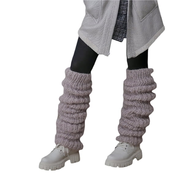 Fortune Women Knitted Leg Warmers Winter Socks Solid Crochet Boot Socks