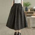 thumbnail image 5 of Giftesty Women's Autumn Winter Wool Blend Plaid Elastic High Waist A-Line Midi Skirt for Daily Casual Wear, 5 of 7