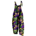 thumbnail image 2 of AGWOLF Mardi Gras Bib Overalls for Women Sleeveless Mask Print Jumpsuits Adjustable Strap Wide Leg Rompers for Party Parade, 2 of 5
